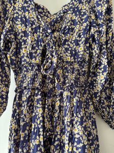 Blue Floral Backless Dress
