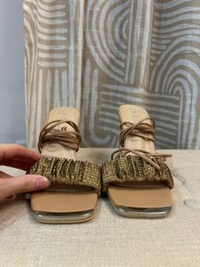 Biege Lace-up heels