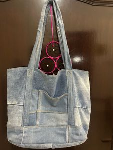 Denim Patchwork Tote Bag