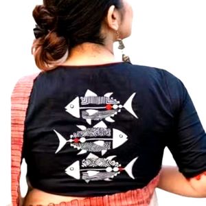 🌼 Black Handcrafted Cotton Blouses — Art in Every