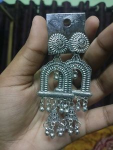 Silver Jhumka Earrings Set