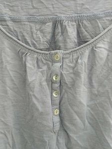 Casual Light Blue Button-Up T-Shirt