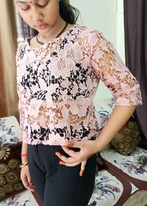 Peach Net Top