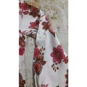 Women&#39;s Stylish Pink Floral Print Short Kurti