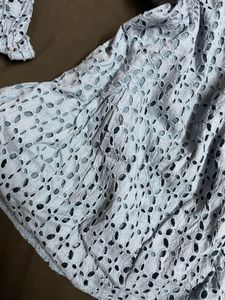 Light Blue Eyelet Top worn once