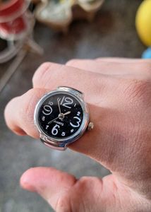 Finger Ring Watch (Silver And Black Colour)