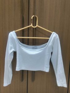 White Slim-Fit Crop Top