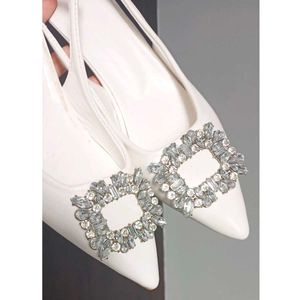 Embellished White Heels