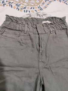 Olive Green High-Waisted Pants