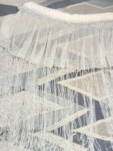 White Fringed Embellishment Fabric