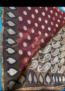 Burgundy Polka Dot Saree
