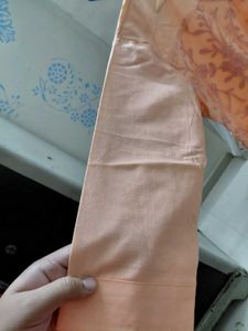 Peach Embroidered Up Down Short Kurti