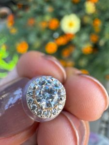 real silver Sparkling Halo Earrings