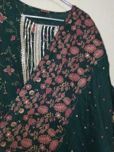 Green Floral Print Anarkali Kurti