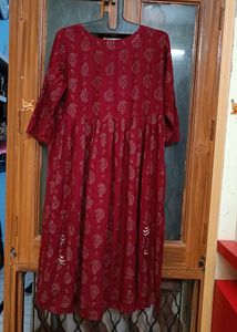 Red Paisley Print Naira Cut Kurti