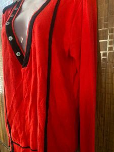 Red Long Woollen Top