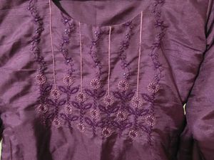 Mauve Kurta Set Cotton Silk
