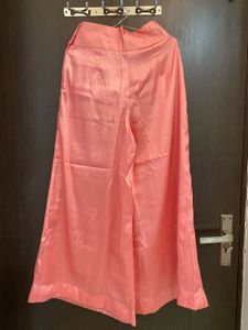 Purple Embellished Crop Top &amp; Peach Plazo Pants