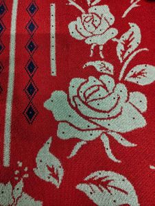 Red Floral Print Two-Piece Set Woollen