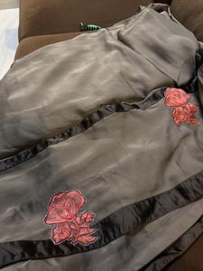 Khaki English Color Saree With Readymade Blouse