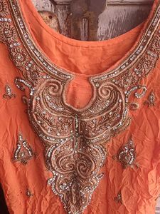 Orange Party Wear Kurta