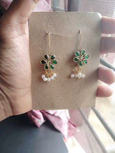 Kundan Green Earrings