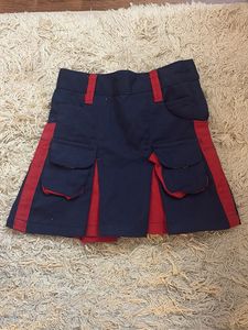 Navy & Red Cargo Mini Skirt