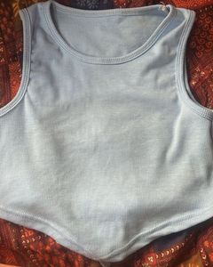 Cute Light Blue Backless Tank Top