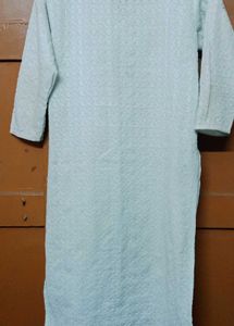 Embroidered Cyan Chikankari Kurta