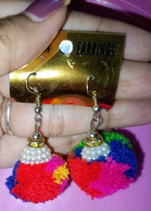 Colorful Pom Earing