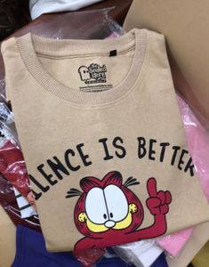 Garfield Quote Khaki Colour Oversized Tshirt