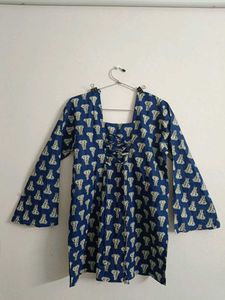 Blue Printed Short Kurta