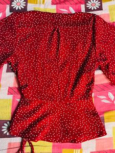 Wrap Up Polka Dot Red Top
