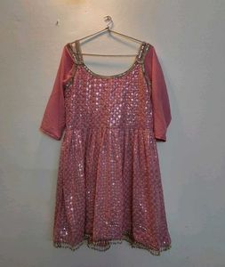 Pink Sequin Anarkali Suit