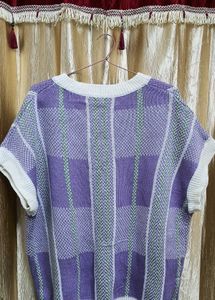 Lavender Checkered Knit Vest