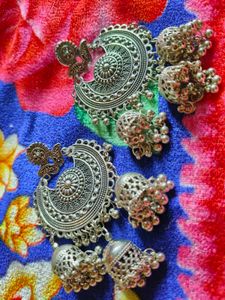 Silver Jhumka Earrings