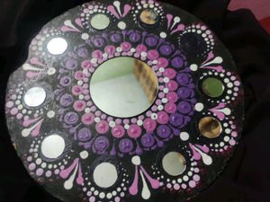 Purple Mandal Dot art Mirror Work
