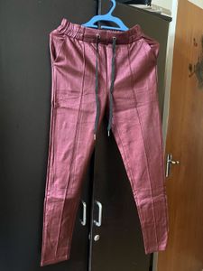 Maroon Faux Leather Pants