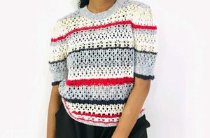 Striped Knit Cropped Sweater