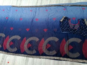 Elegant Navy Blue Saree with Accents