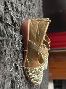 Girls Gold Embellished Flats