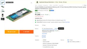 CRUCIAL - 8 GB RAM DDR4 3200MHz