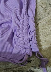 Lilac Tie-Side Cropped Tee