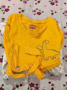 Cute Dinosaur Yellow Frock