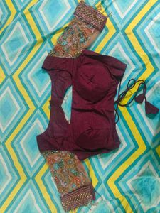 Designer Hand Embroidery Back Open Blouse