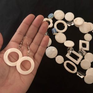 Mother of pearl statement earing  necklace set
