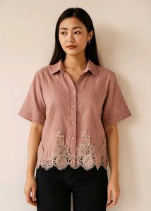 Pink Lace Trimmed Top💓