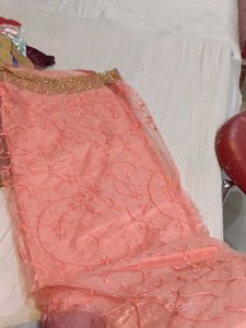 Embroidered Peach Saree (Minor Issue)