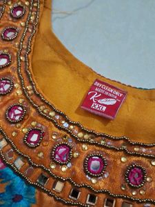 Orange Floral Kurta Set