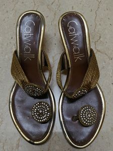 Gold Wedge Heels From Catwalk